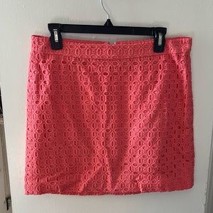 J. Crew Pink Eyelet Pencil Skirt